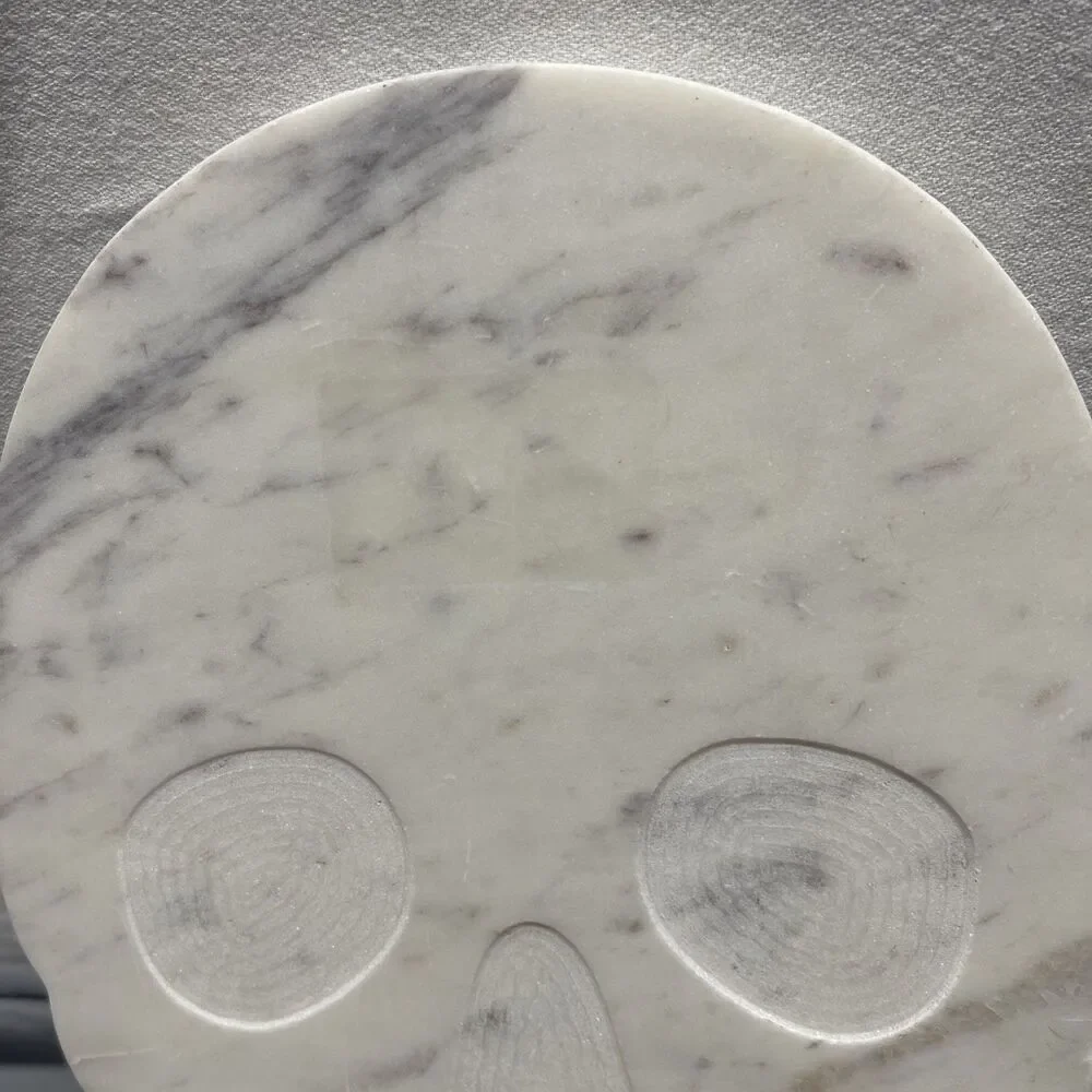 Marble Cheese Board Charcuterie Serving Tray White Skull Halloween Witch Goth